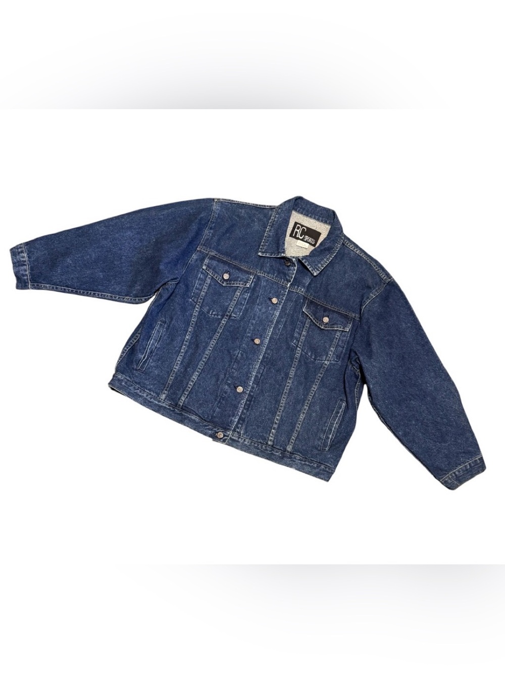 RC Sports Vintage Denim Trucker Jacket Lightly Distressed Classic. Sz L.  NWT!